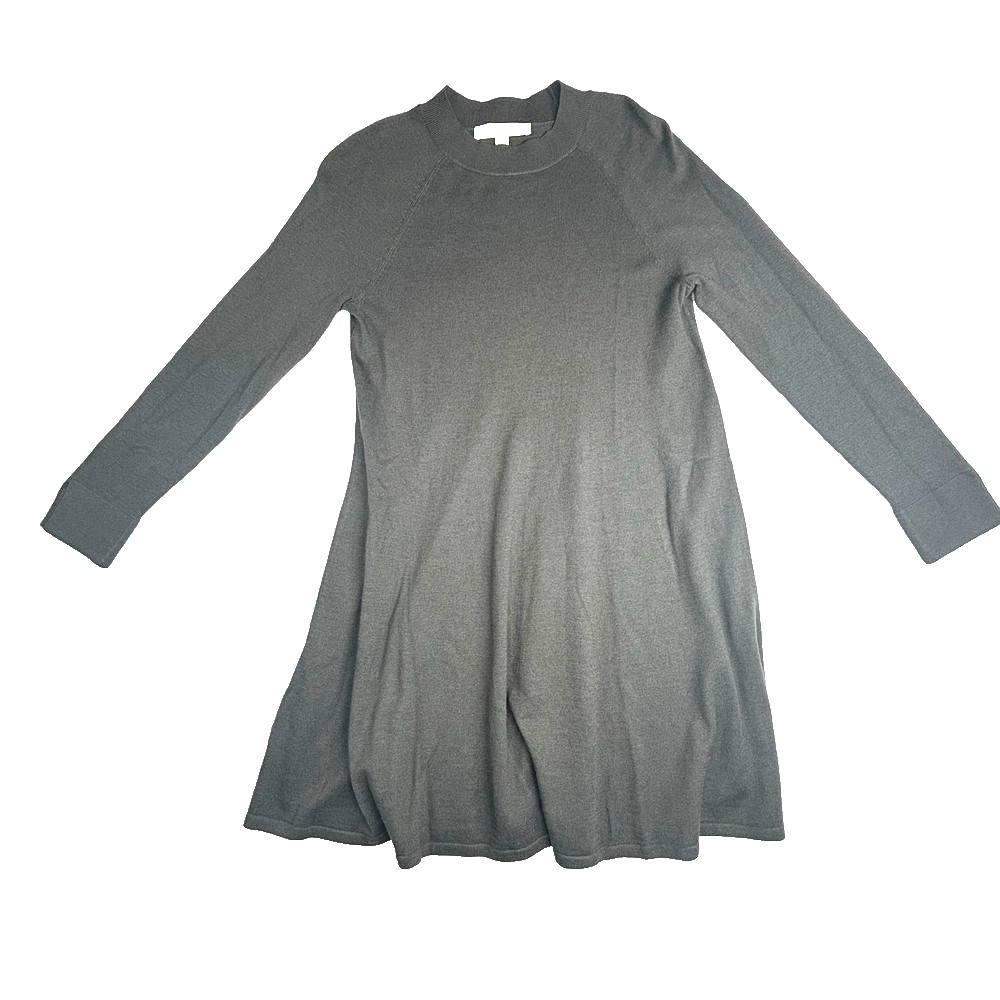 LOFT Petite Mock Neck Long Sleeve A Line Sweater Dress Gray Size SP‎